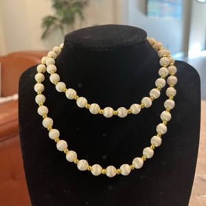 Satin ball 26” goldtone necklace